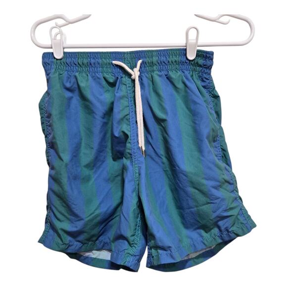 Solid & striped swim trunks mens size small blue green summer beach beachy fun - Picture 1 of 8